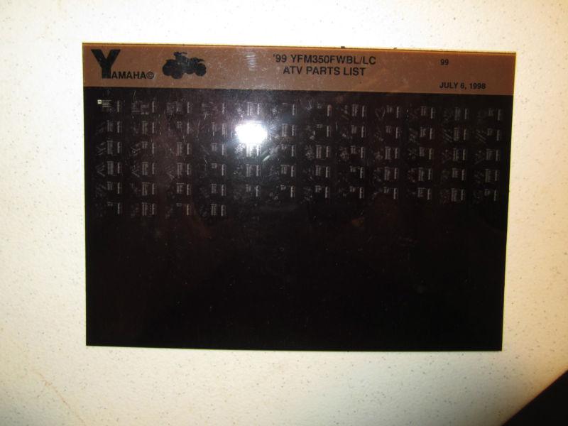 1999 yamaha atv yfm350fwbl lc microfiche parts list catalog yfm 350 fwbl