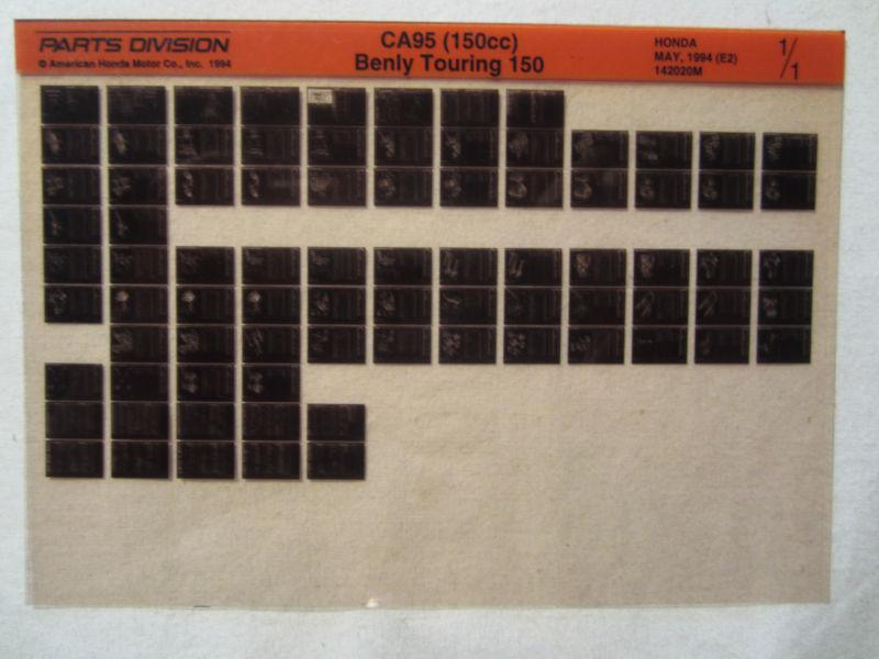 Honda motorcycle ca95 150cc benly touring 150 microfiche part catalog ca 95 5/94