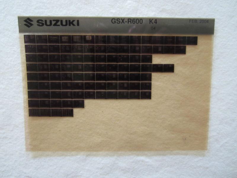 2004 suzuki motorcycle gsx r600f k4 microfiche parts catalog r 600 f