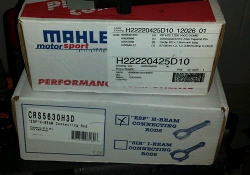 H22a mahle gold series high comp pistons and eagle rods prelude swapped