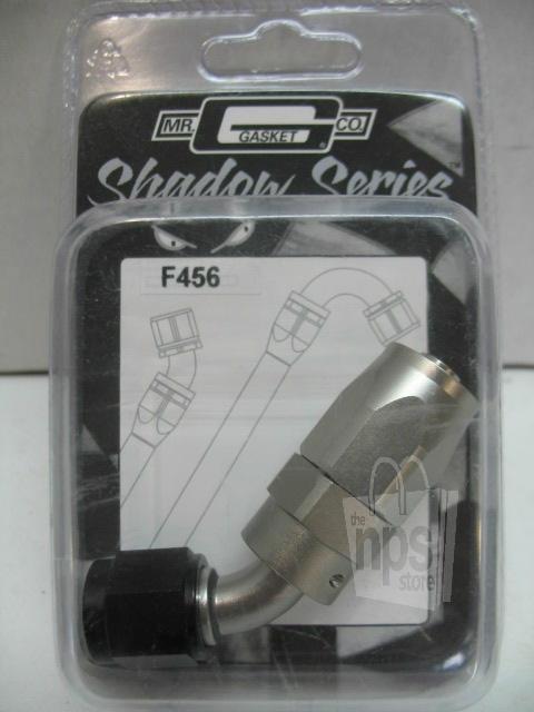 Mr. gasket co. f456 shadow series 45deg swivel seal hose fitting -6an new