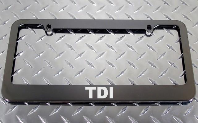 1 brand new volkswagen tdi gunmetal license plate frame +screw caps