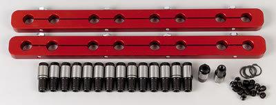 Comp cams rocker arm stud girdle aluminum red 3/8"-24 thread sbc kit