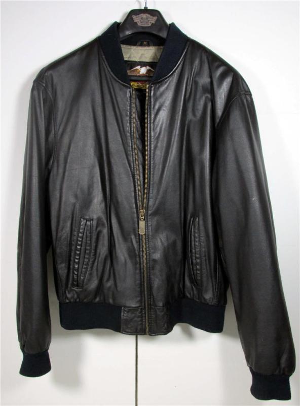 Harley davidson men's light weight bomber motorcycle black leather jacket medium
