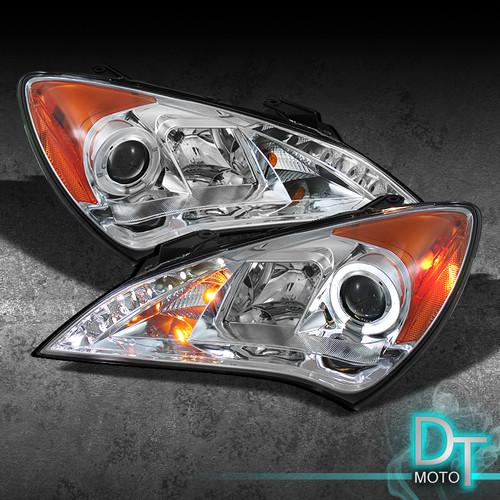 Fit 10-12 genesis halo projector headlights w/daytime drl led running lights