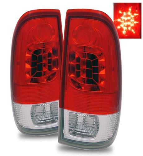 97-03 ford f150/f250/f350 euro red clear led tail light rear brake lamp housings