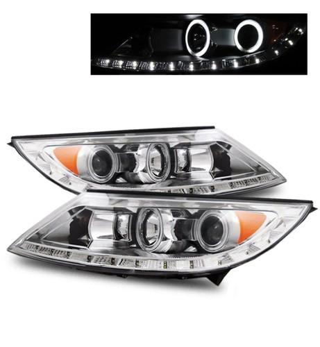 For 11-12 kia sportage drl led/ccfl angel eye halo chrome projector headlights