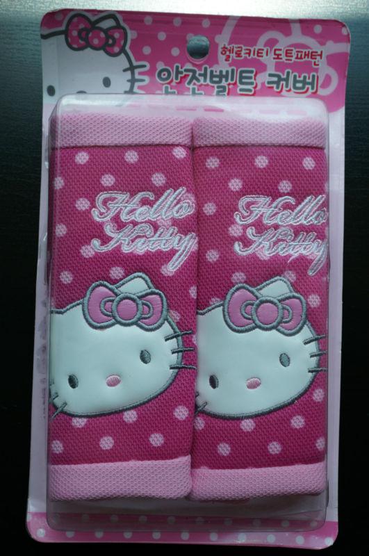 Hello kitty car accessory :  car seat belt cover pink ( 2 pcs ) pink polka dot