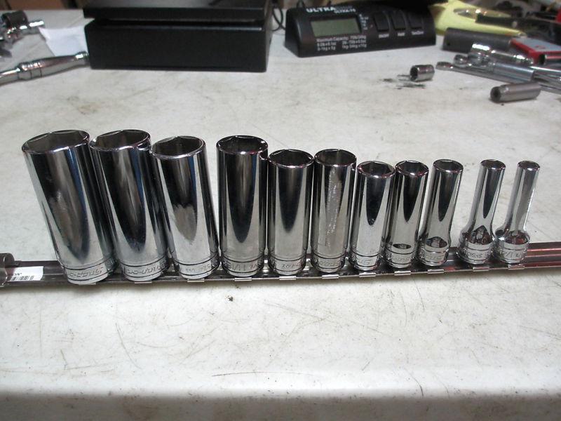 Snap on 3/8" drive 11 pc deep 6 point sae socket set #211sfsy