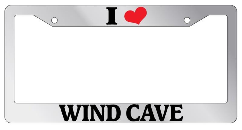 Chrome license plate frame i heart wind cave auto accessory novelty