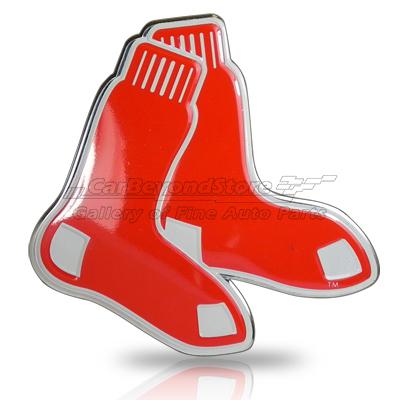 Mlb boston red sox aluminum color auto emblem, 3d look, licensed + free gift