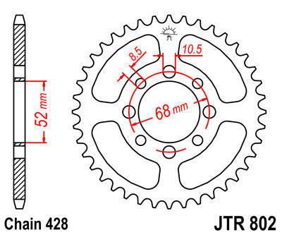 Jt sprocket rear 42t steel fits kawasaki kv100 a8-a12,b11-b14 1977-1988