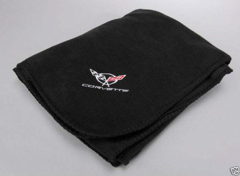 1997-2004 corvette c5 black fleece blanket - new!