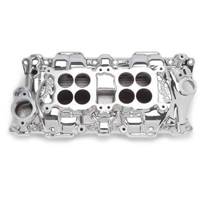 Edelbrock c-26 dual quad intake manifold chevy sbc 283 327 350 fits stock heads