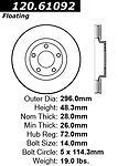 Centric parts 120.61092 front premium rotor