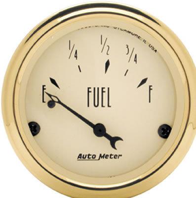 Autometer golden oldies electrical fuel level gauge 2 1/16" dia beige face 1505