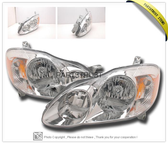 03 04 toyota corolla ce/le headlights head lamps pair set driver + passenger oe