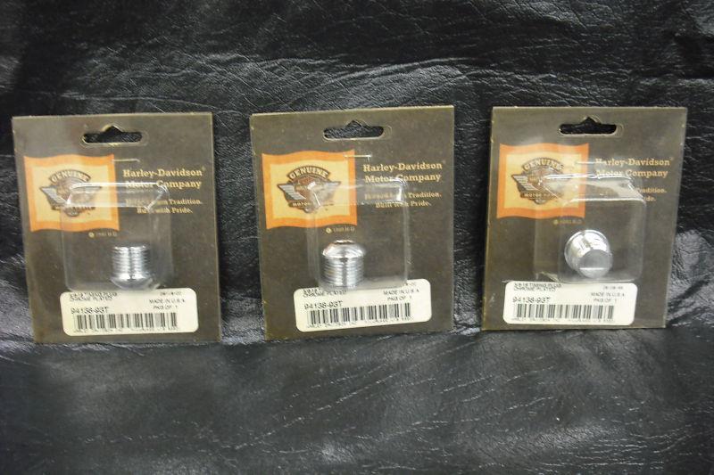 Harley-davidson evo chrome timing plugs (3), 94138-93t, 9-21-13