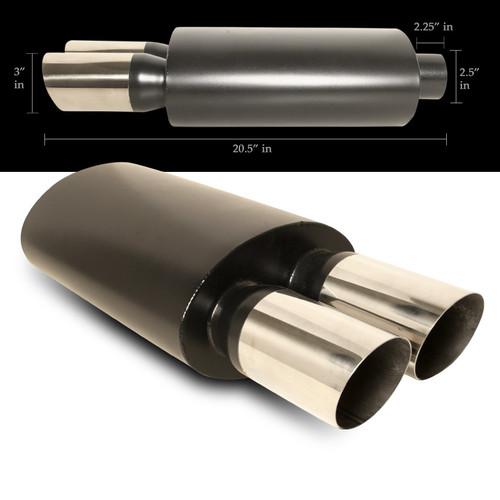 Performance 2.5" inlet/3" outlet exhaust w/ matte black dual oval tip