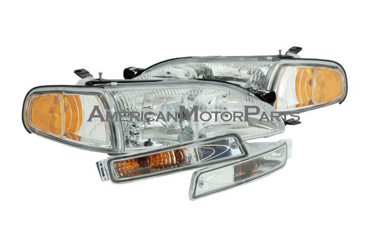 Depo pair euro chrome headlight w/ park signal corner light 95-96 toyota camry