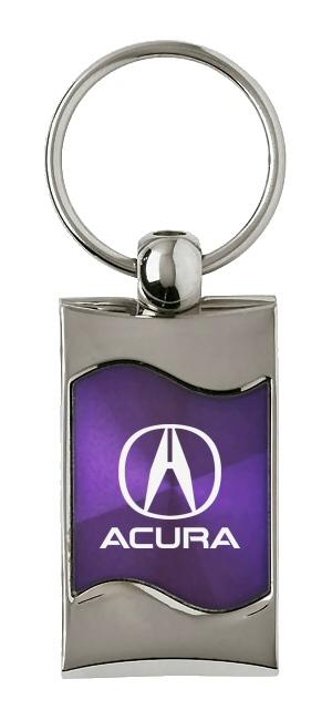 Acura purple rectangular wave metal key chain ring tag key fob logo lanyard