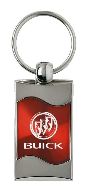 Buick red rectangular wave metal key chain ring tag key fob logo lanyard