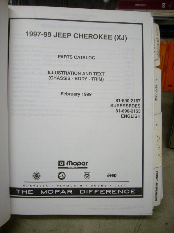 1997 1998 1999 97 98 jeep cherokee dealer dealership parts book manual catalog
