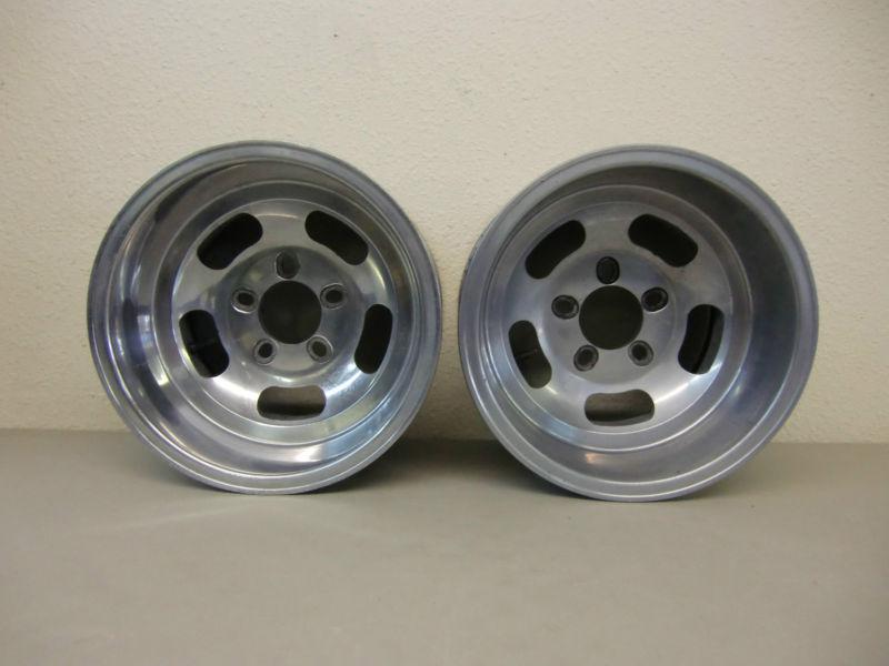 (2) 14"x9" et e-t meets aluminum slot old vintage wheels gasser et chevy gm ford