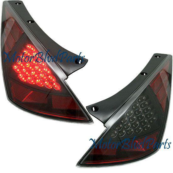 03-05 350z led black tail lights rear brake lamps pair