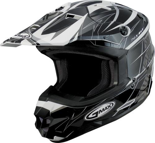 G-max gm76x player graphic motorcycle helmet black/silver/white player large