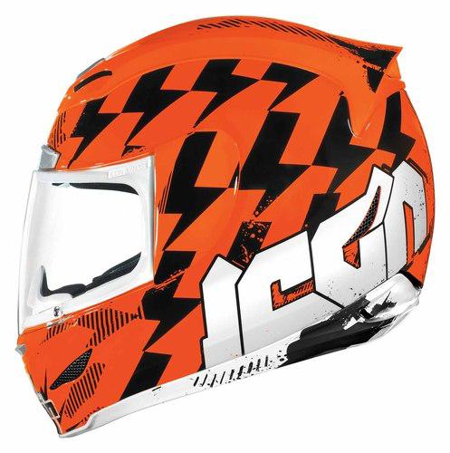 New icon airmada stack full-face adult helmet, hi-viz orange/black, xs