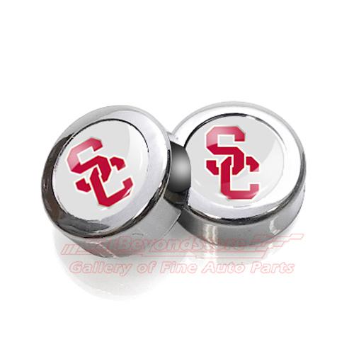 University of southern california license plate frame chrome screw covers, pair