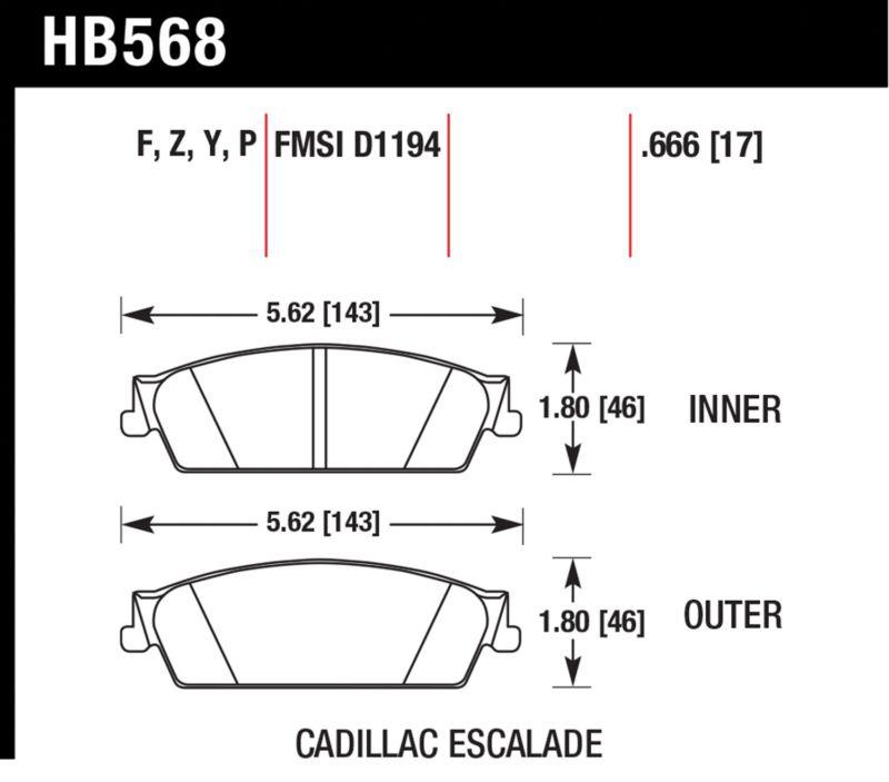 Hawk performance hb568z.666 disc brake pad