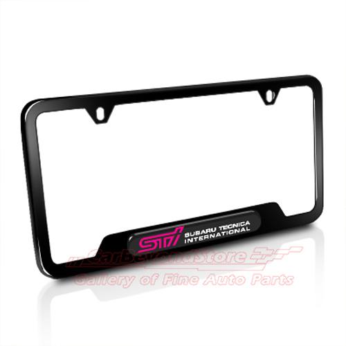 Subaru sti black stainless steel license plate frame, official + free gift