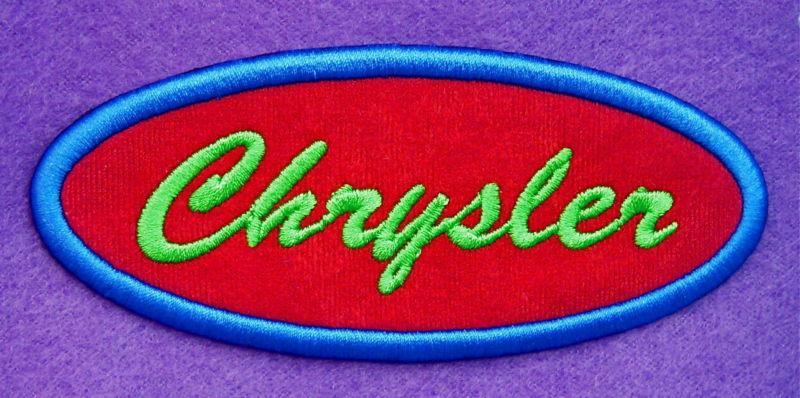 Chrysler oval embroidered patch iron on red- blue - green