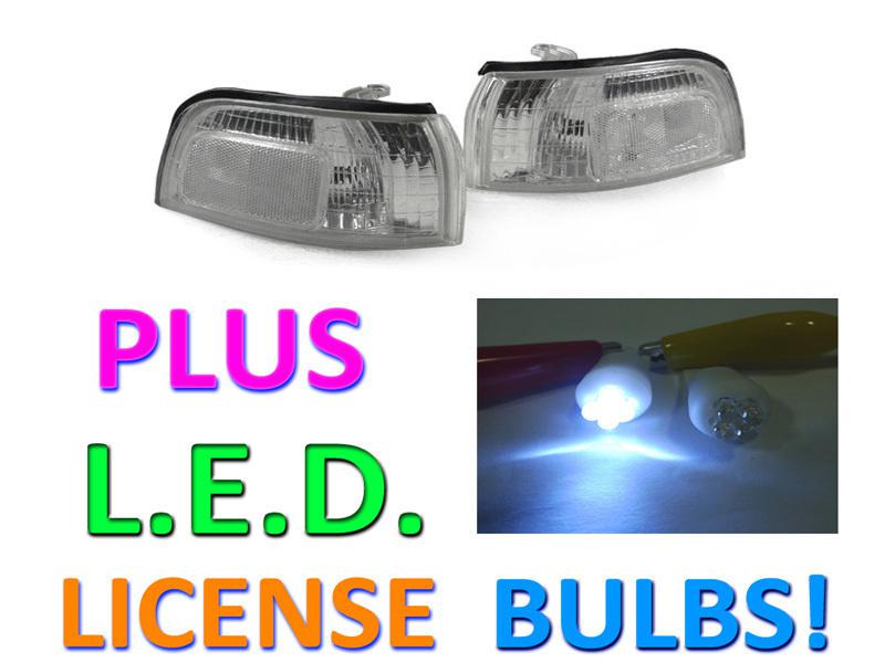 Usa 90-91 honda accord clear front corner lights lamps + led license bulbs new