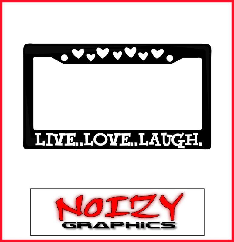 Cute funny license plate frame car sticker truck decal live love laugh hearts