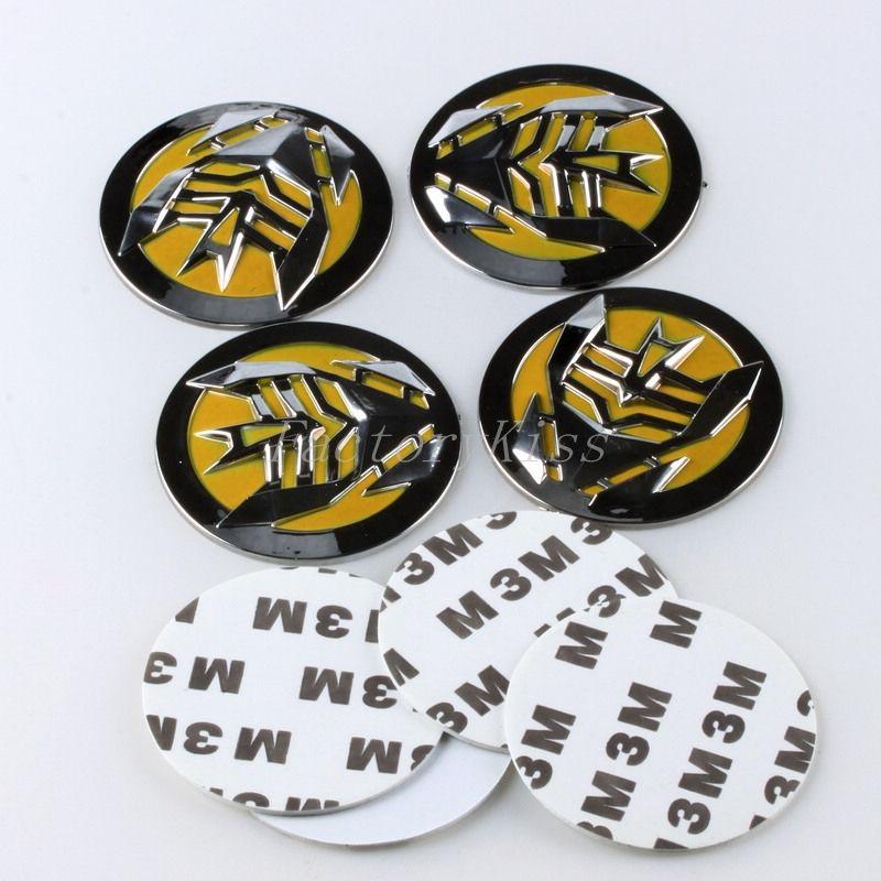 Gau 4pcs transformer hub cap wheel center emblem sticker decepticon yellow