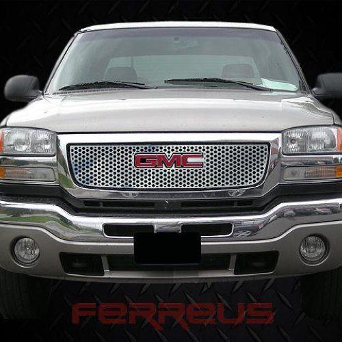 Gmc sierra ld hd 03-05 circle punch polished stainless truck grill add-on