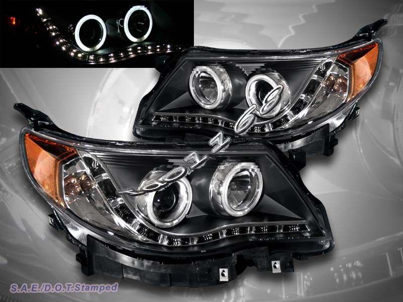 2009 2010 2011 2012 subaru forester projector headlights ccfl halo led black