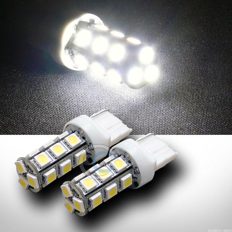 2pc 7440 t20 18 5050 3-chip smd led white rear turn signal light bulb 12v aa12