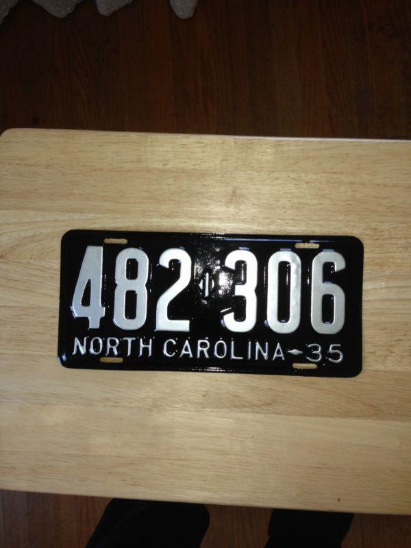 1935 north carolina liscense plate tag