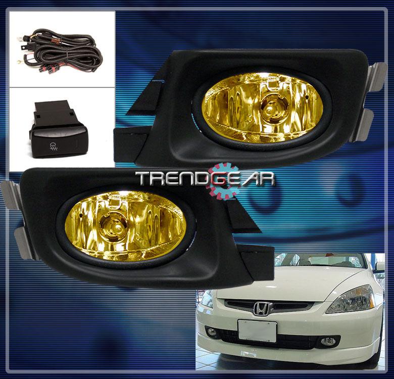 03-05 honda accord dx ex lx sedan 4dr jdm bumper yellow fog light+switch+harness