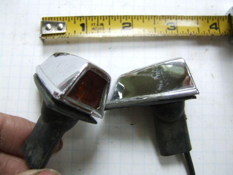 2 tiny chrome car, trailer, truck amber side marker blinker parking lights  