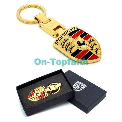 Gold pendant keychain key chain ring chrome 