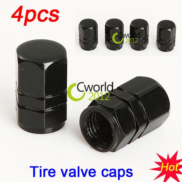 4pcs/set car wheel aluminum alloy tire valve caps tyre valve stems black color