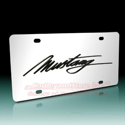 Ford mustang 3d script chrome stainless steel license plate, + free gift