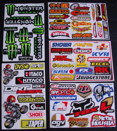5 sheets stickers toolbox  decals motocross energy scooter bmx quad bike atv x\l