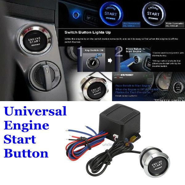 Blue light universal car engine start push button switch ignition starter kit