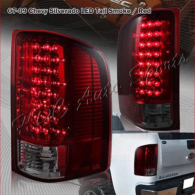 2007-2011 chevy silverado led smoked red lens rear altezza tail light lamps